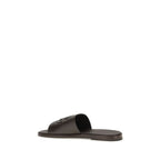 Dolce & Gabbana Brown Calf Leather Bos Taurus Flat Sandals Dolce & Gabbana
