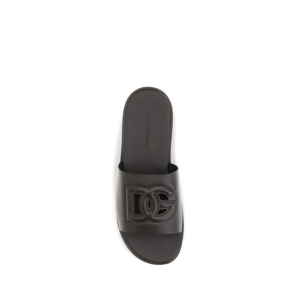 Dolce & Gabbana Brown Calf Leather Bos Taurus Flat Sandals Dolce & Gabbana