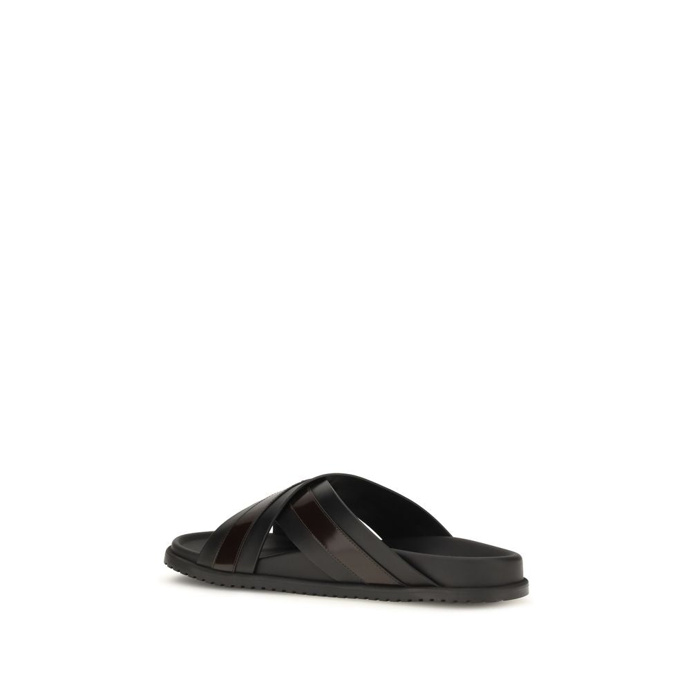 Dolce & Gabbana Black Calf Leather Bos Taurus Sandals Dolce & Gabbana