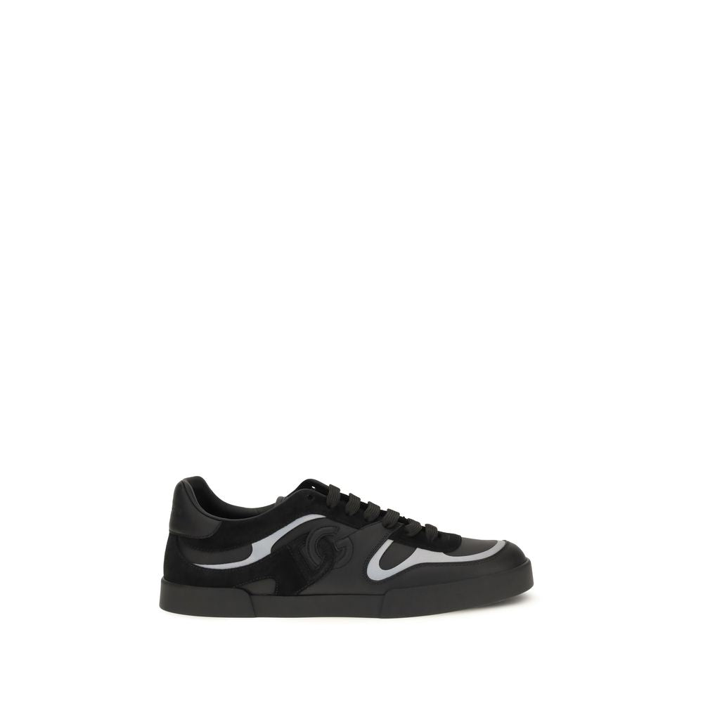 Dolce & Gabbana Black Calf Leather Bos Taurus Sneakers Dolce & Gabbana