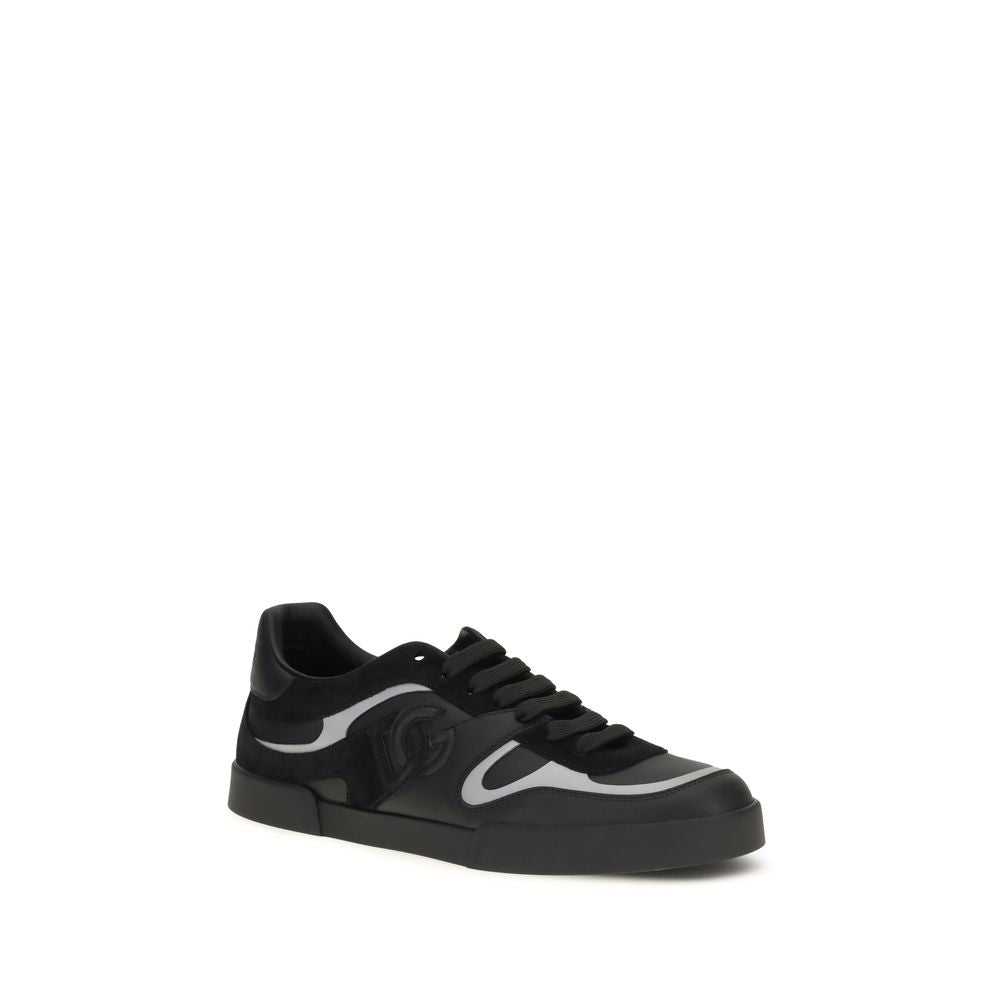 Dolce & Gabbana Black Calf Leather Bos Taurus Sneakers Dolce & Gabbana