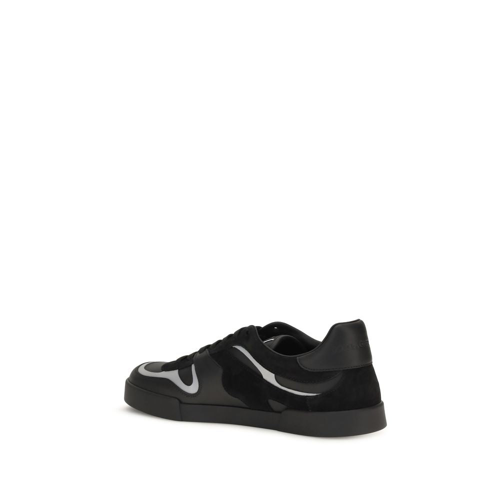 Dolce & Gabbana Black Calf Leather Bos Taurus Sneakers Dolce & Gabbana