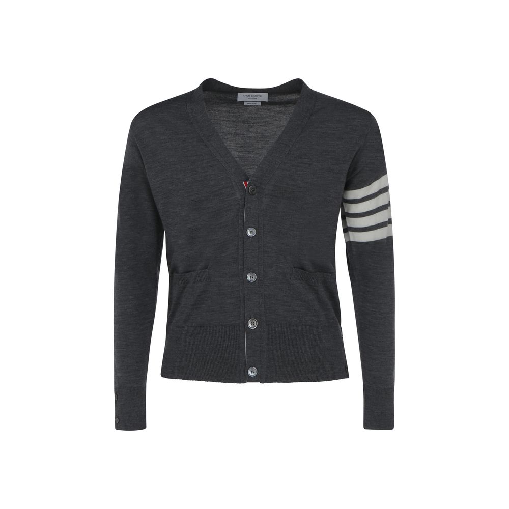 Thom Browne Gray Wool Oves Aries Cardigan Thom Browne
