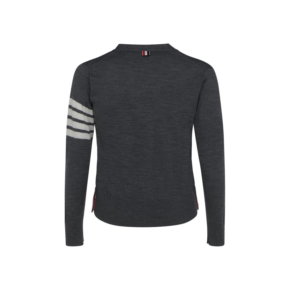 Thom Browne Gray Wool Oves Aries Cardigan Thom Browne