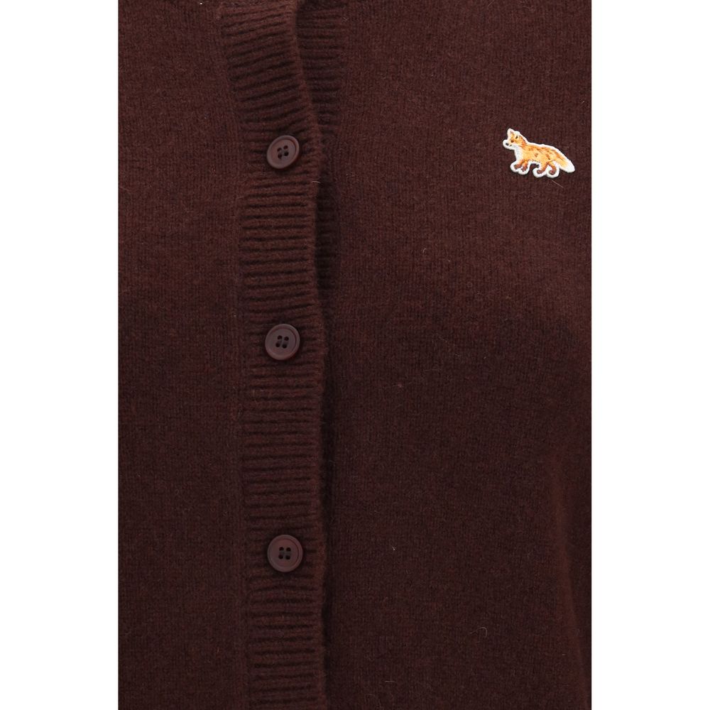 Maison Kitsuné Brown Wool Oves Aries Cardigan Maison Kitsuné