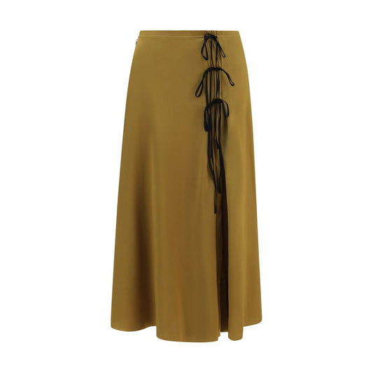 Ganni Bicolor Acetate Midi Skirt Ganni