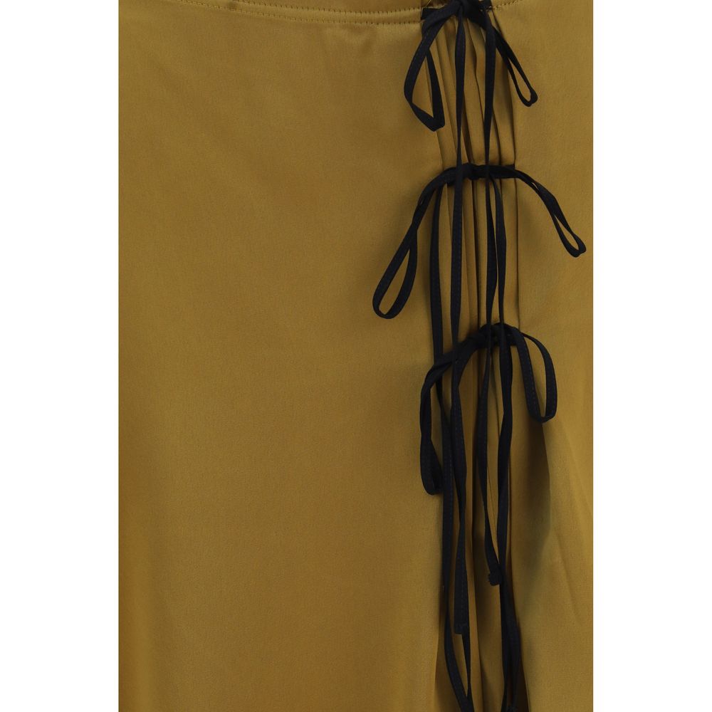 Ganni Bicolor Acetate Midi Skirt Ganni