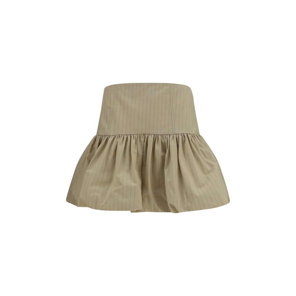 Ganni Beige Cotton Mini Skirt Ganni