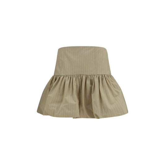 Ganni Beige Cotton Mini Skirt Ganni