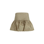 Ganni Beige Cotton Mini Skirt Ganni