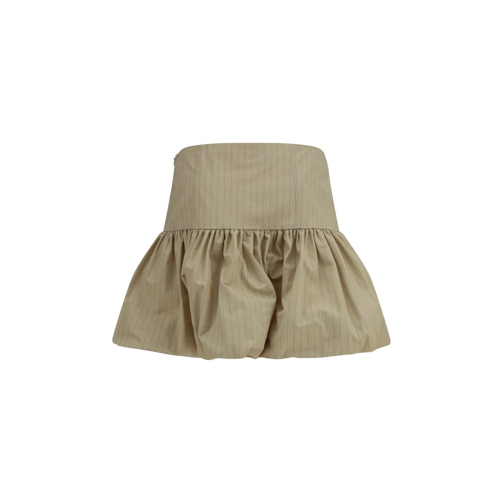 Ganni Beige Cotton Mini Skirt Ganni