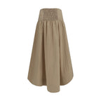 Ganni Beige Cotton Midi Skirt