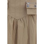 Ganni Beige Cotton Midi Skirt