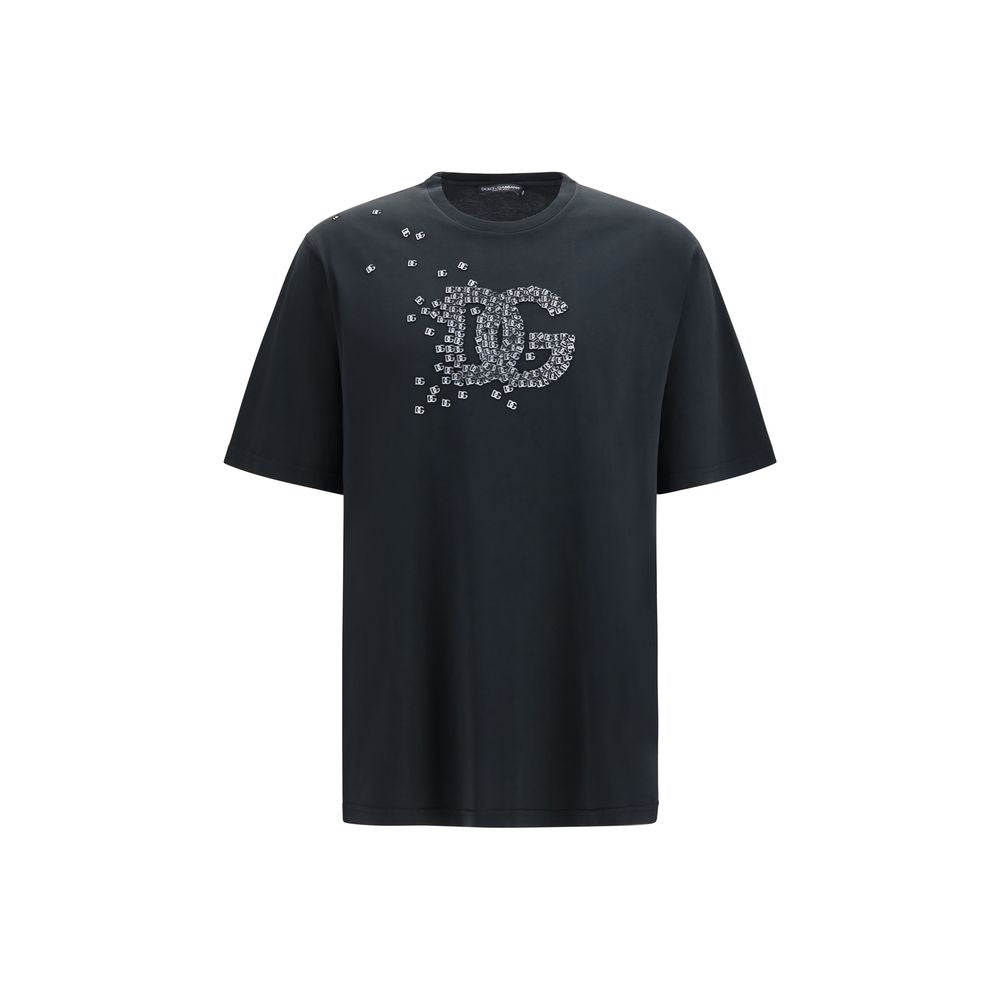 Black cotton T-shirt by Dolce & Gabbana with a classic fit and subtle branding, displayed flat on a neutral background.