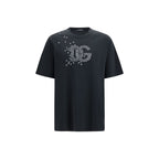 Black cotton T-shirt by Dolce & Gabbana with a classic fit and subtle branding, displayed flat on a neutral background.