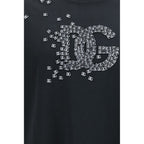 Black cotton T-shirt from Dolce & Gabbana featuring a classic fit and subtle brand logo on the chest.
