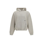 Represent beige cotton sweatshirt displayed flat with visible crew neck and long sleeves, showcasing soft fabric and stylish design.