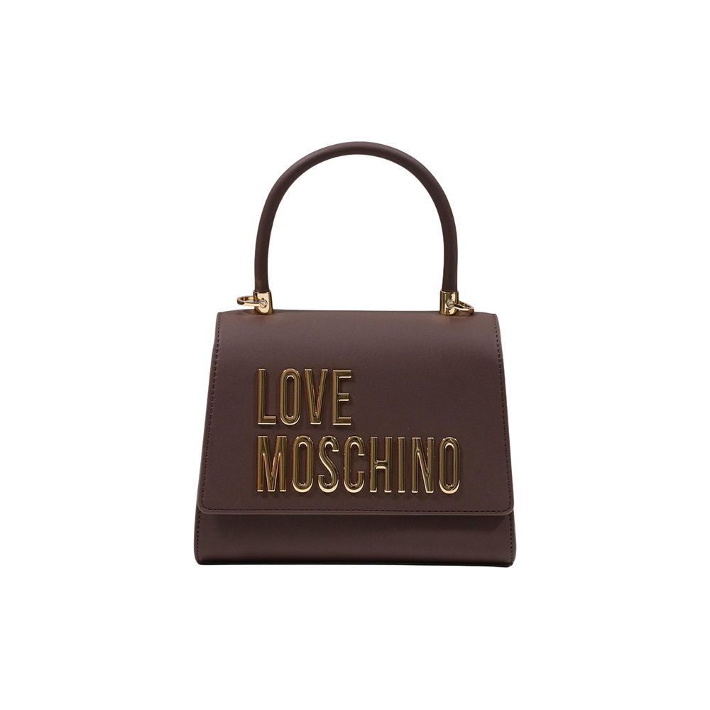 Love Moschino brown polyethylene handbag with rounded handles and logo detail, stylish and practical for everyday use.