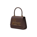 Love Moschino brown polyethylene handbag with handles and logo detail, stylish and spacious for everyday use.