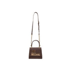 Brown Love Moschino polyethylene handbag with rounded handles and logo detailing, stylish and spacious for everyday use.