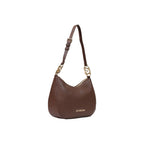 Love Moschino brown polyethylene handbag with structured design and top handle, perfect for stylish everyday use.