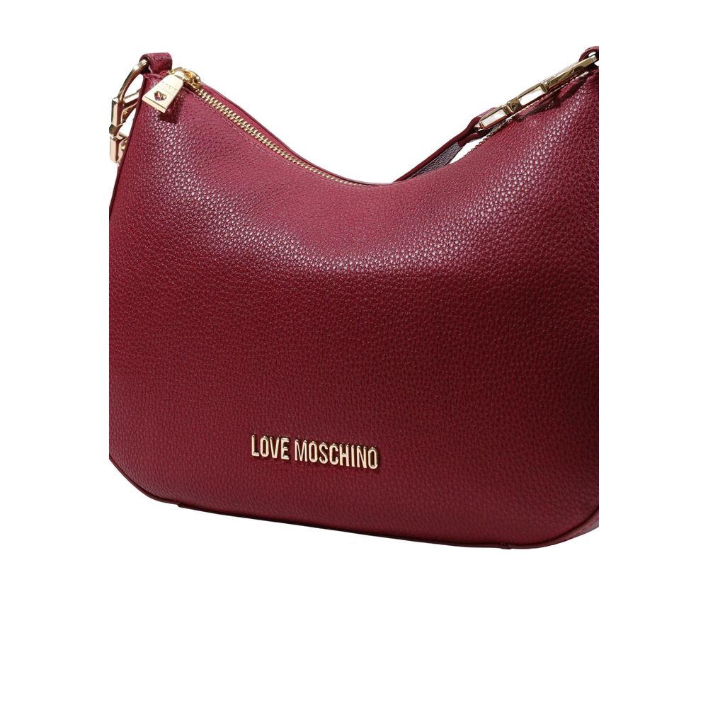 Love Moschino purple polyethylene handbag with gold-tone hardware and top handle, stylish and spacious for everyday use.