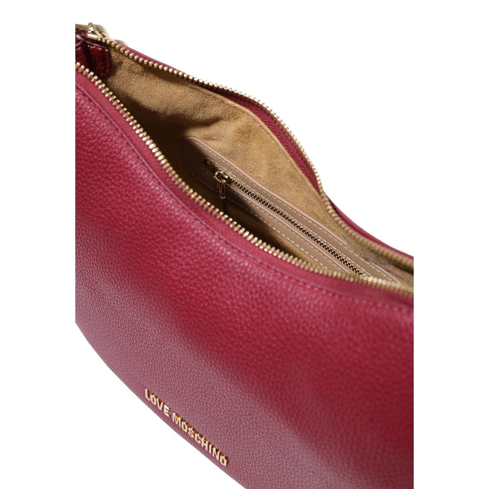 Love Moschino purple polyethylene handbag with stylish design and gold-tone hardware, featuring a top handle and spacious interior.