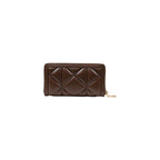 Love Moschino brown polyethylene wallet with compact design and logo details, ideal for stylish everyday use.