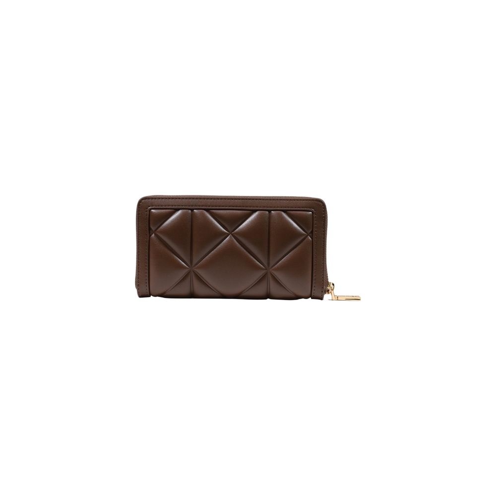 Love Moschino brown polyethylene wallet with compact design and logo details, ideal for stylish everyday use.