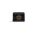 Love Moschino black polyethylene wallet with silver zipper and logo detail, compact and stylish accessory for everyday use.