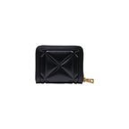 Black Love Moschino polyethylene wallet with gold hardware, featuring the brand logo and a sleek, compact design for everyday use.
