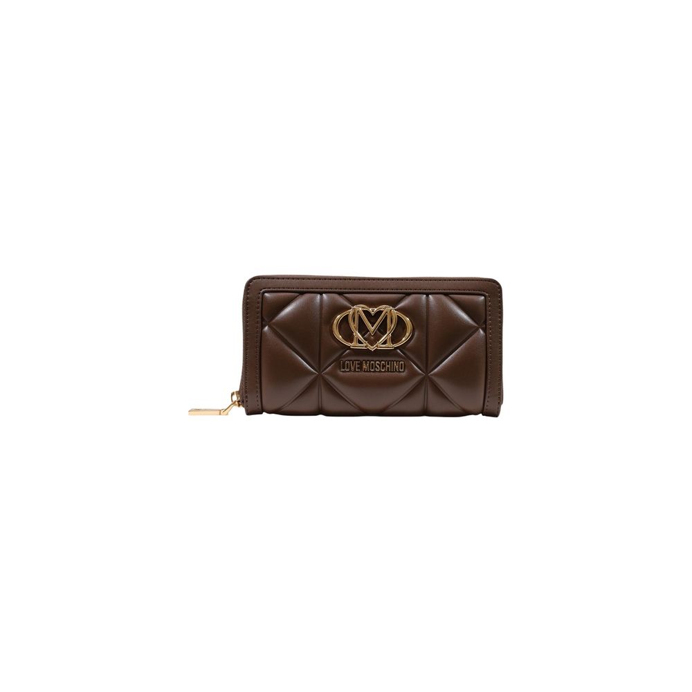 Love Moschino brown polyethylene wallet with a sleek design and subtle branding, perfect for everyday use.