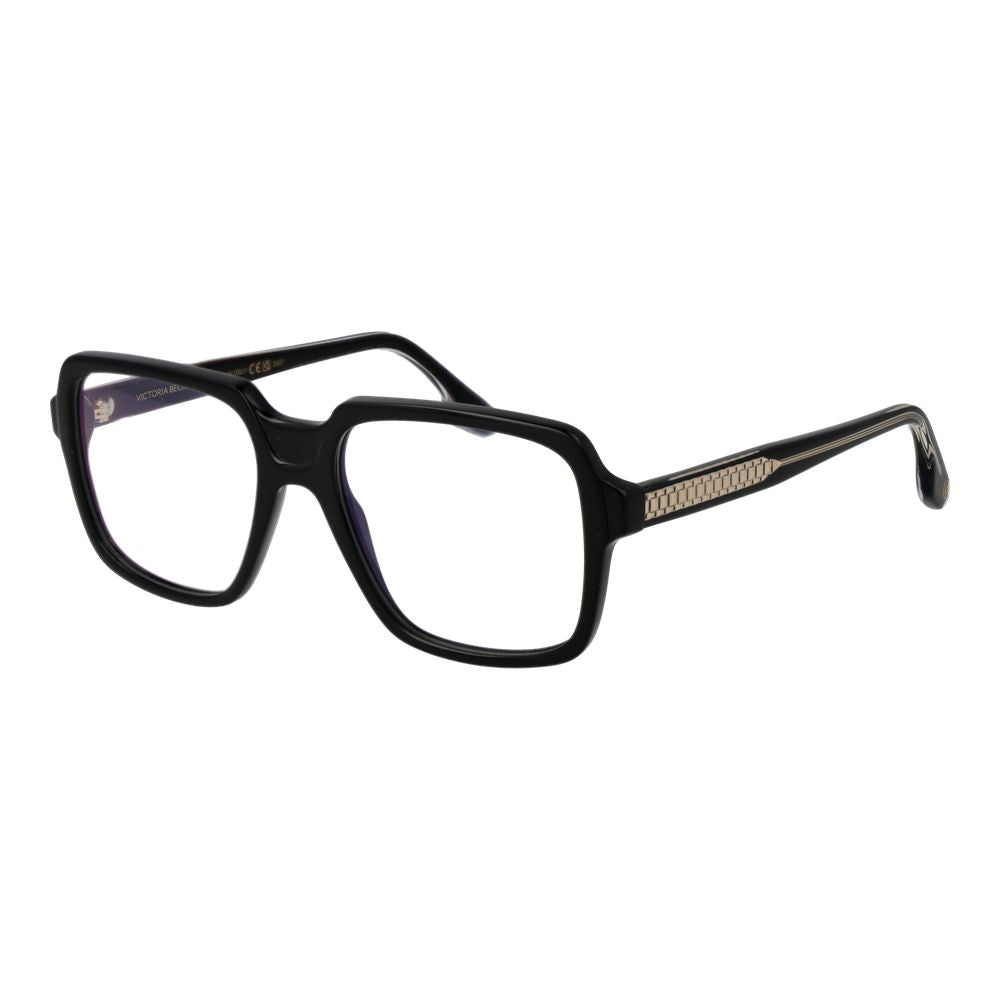 Victoria Beckham black acetate glasses frames with rounded design and clear lenses, stylish and lightweight eyewear.