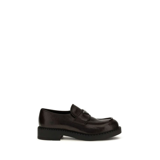 Prada Brown Calf Leather Bos Taurus Slip-On Loafers Prada