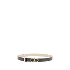 Ferragamo black calf leather Bos Taurus regular belt with sleek design and polished buckle, ideal for formal wear.