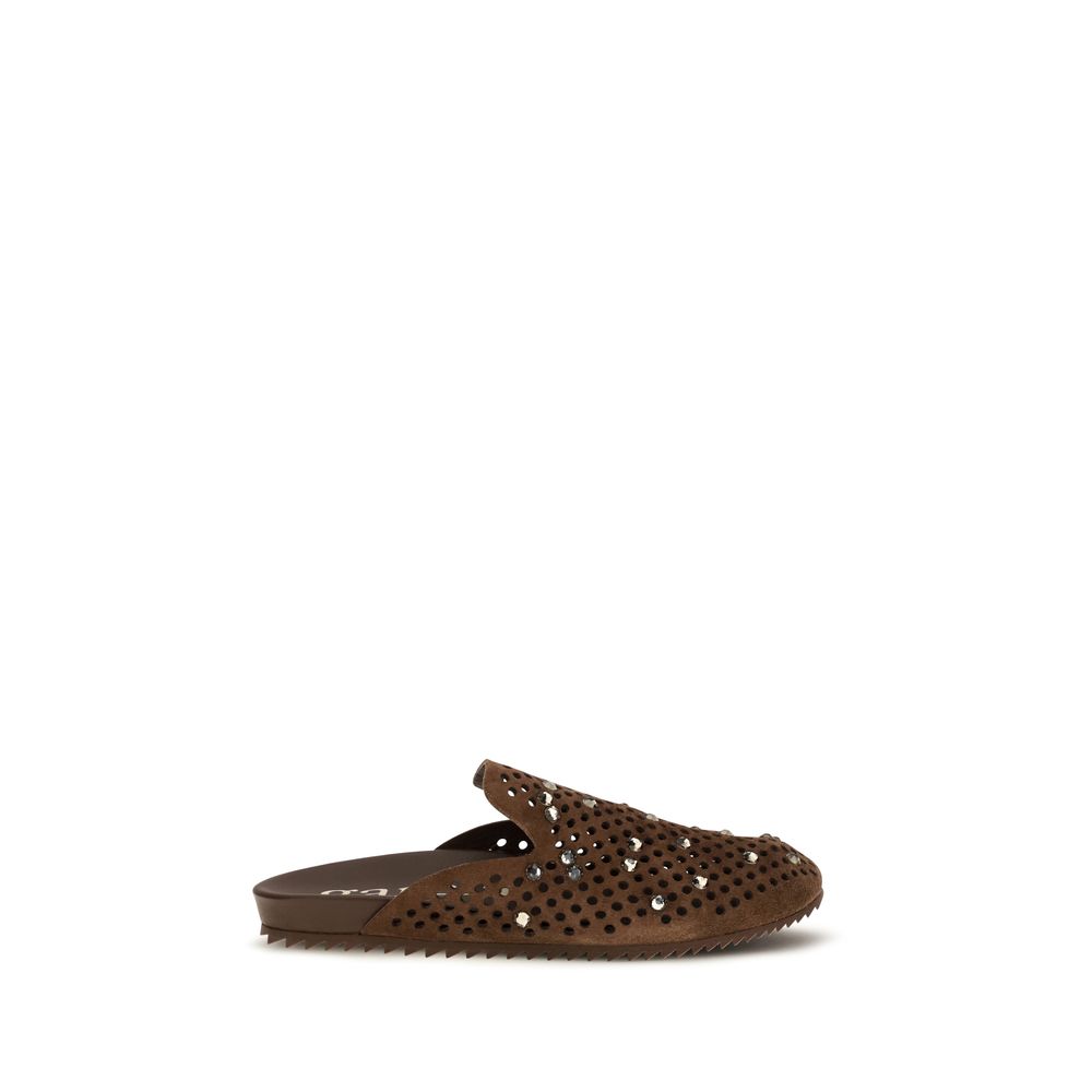 Pedro García Brown Calf Leather Bos Taurus Mules Pedro García