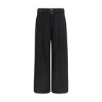 Sacai black cotton chino pants with a slim fit, featuring classic five-pocket design and belt loops.