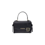 Black Love Moschino polyethylene handbag with sleek design and structured shape, featuring the brand logo on the front.