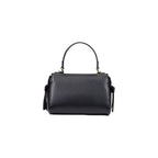 Love Moschino black polyethylene handbag with gold-tone hardware and structured design, featuring a top handle and zip closure.