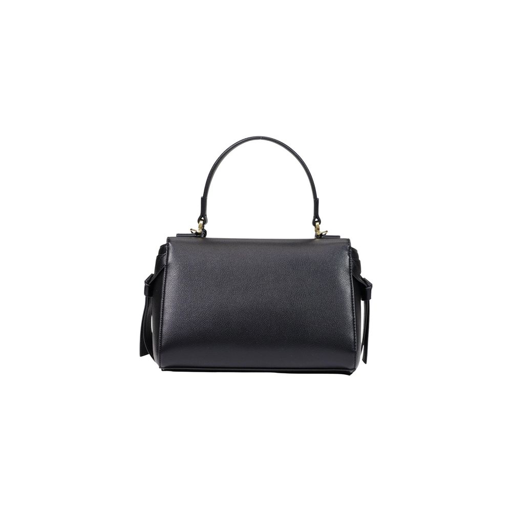 Love Moschino black polyethylene handbag with gold-tone hardware and structured design, featuring a top handle and zip closure.