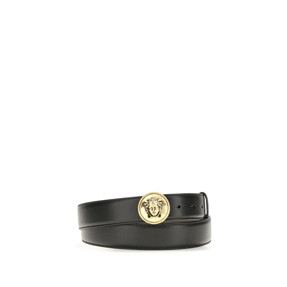 Versace Black Calf Leather Bos Taurus Regular Belt Versace