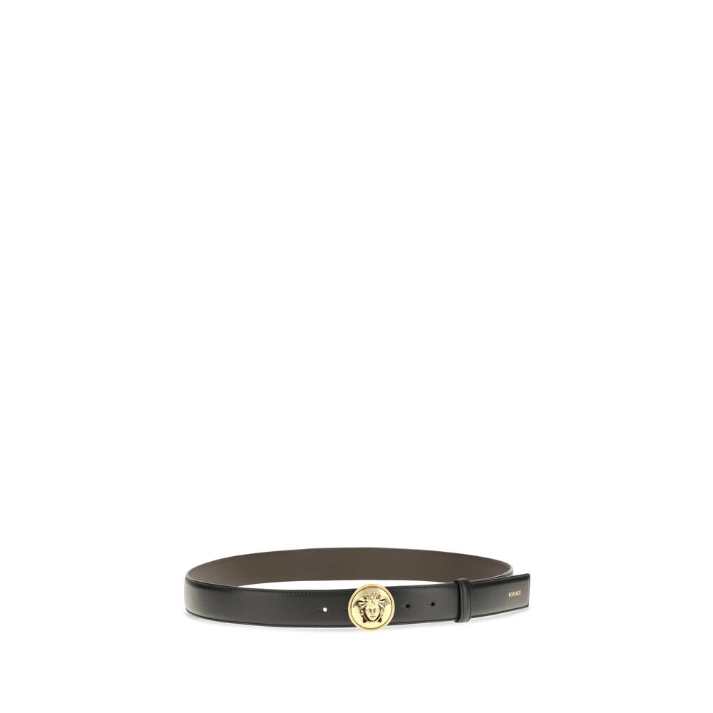 Versace Black Calf Leather Bos Taurus Regular Belt Versace