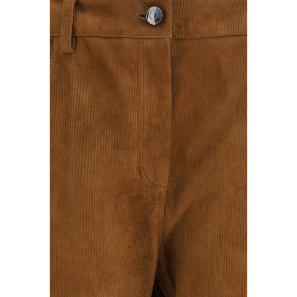 Magda Butrym Brown Lambskin Pants - Eljoys Fashion 