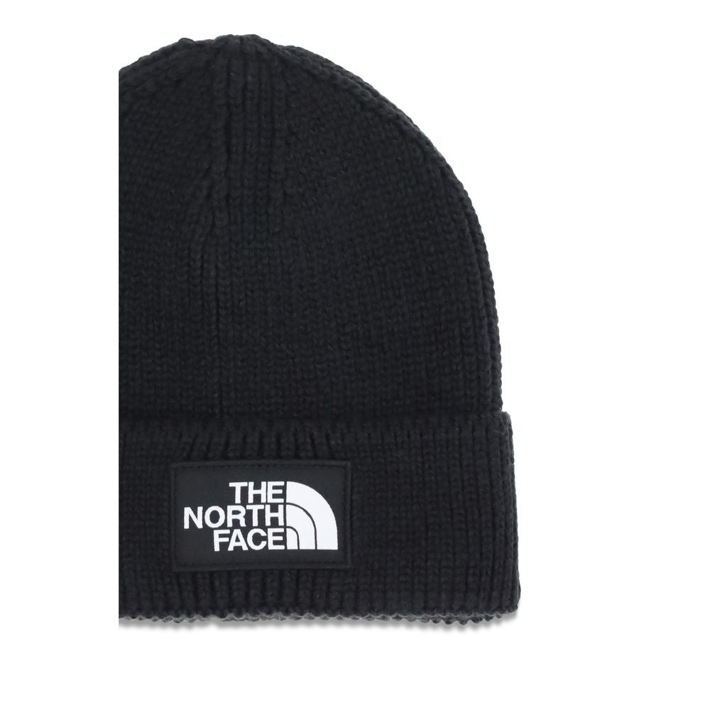 Black The North Face Marabou Beanie with soft, fluffy material and logo patch, designed for warmth and style.