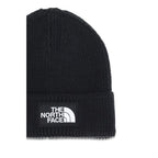 Black The North Face Marabou Beanie with soft, fluffy material and logo patch, designed for warmth and style.
