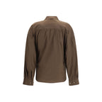 Lemaire brown cotton shirt with long sleeves and a classic collar, displayed flat against a white background.