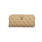 Guess Jeans Beige Polyurethane Women's Wallet with Functional Compartments