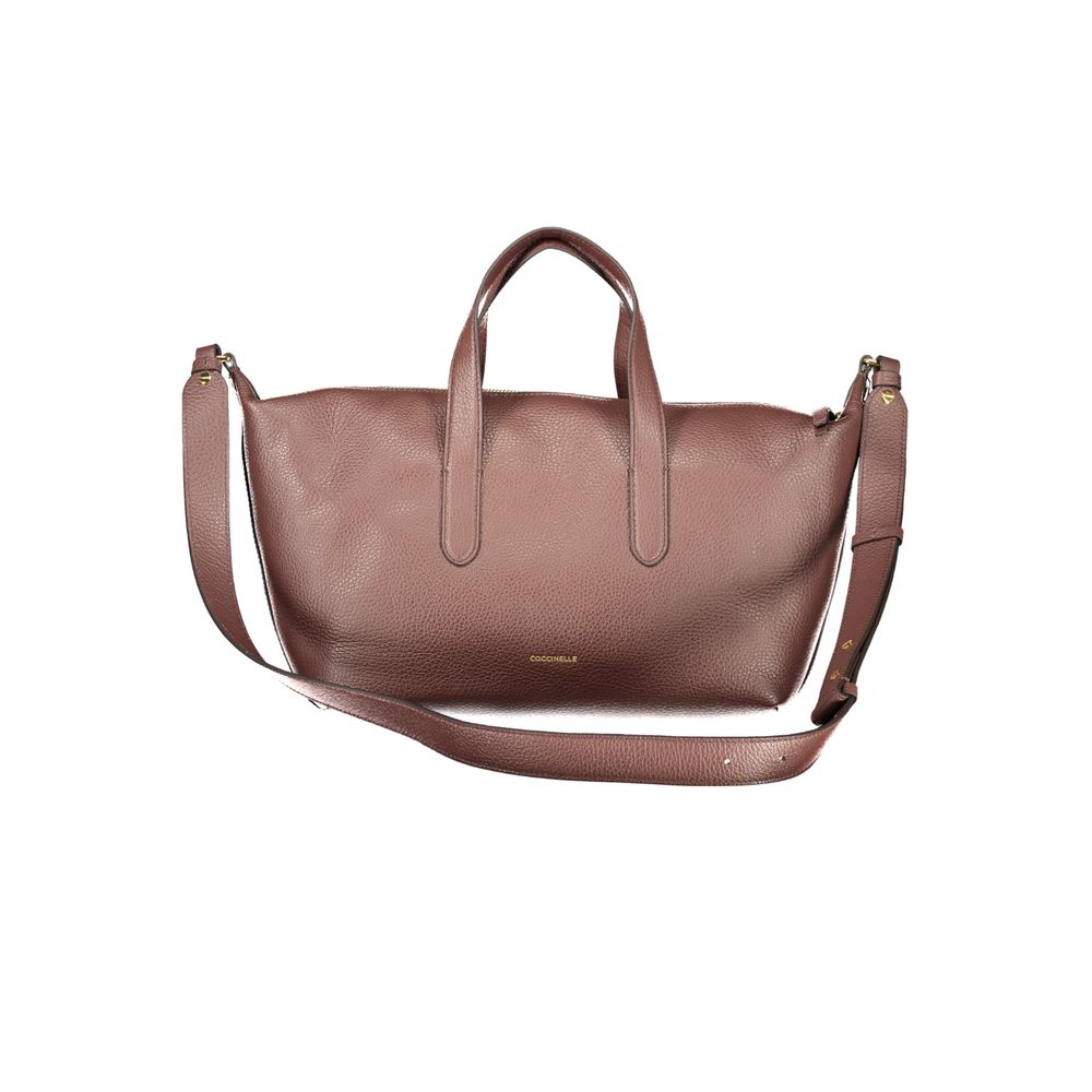 Coccinelle Brown Leather Womens Bag with Handles and Shoulder Strap Coccinelle