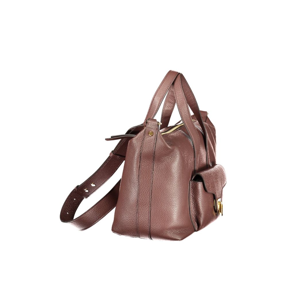 Coccinelle Brown Leather Womens Bag with Handles and Shoulder Strap Coccinelle