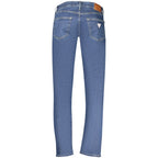 Blue cotton men's jeans from Guess Jeans, featuring classic fit and five-pocket design, displayed on a neutral background.